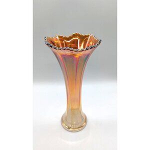Morning Glory Marigold Imperial Carnival Swung Glass Vase Marigold Iridescent